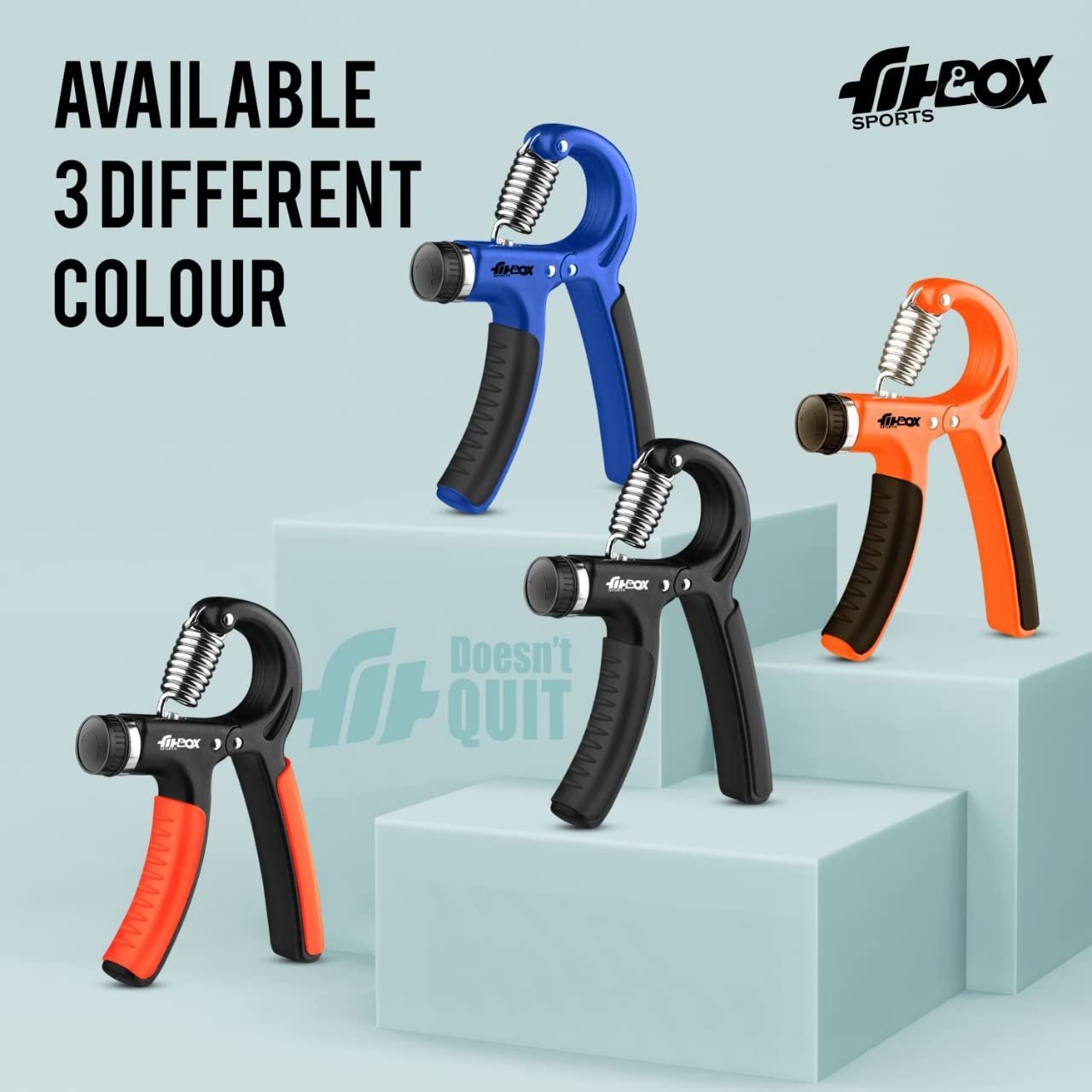 FitBox Sports Adjustable Hand Grip Strengthener (10kg - 40kg) Finger Excerciser, Plastic Hand Gripper For Men & Women, Balck & Orange - Image 7