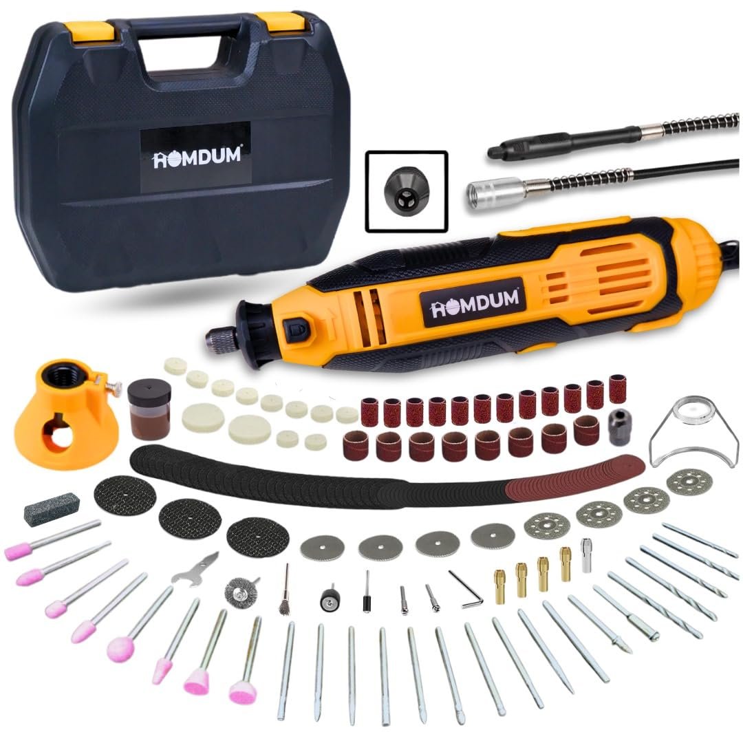 Homdum 152Pcs Universal Chuck Rotary Tool Kit Die Grinder 160W with 6 Variable Speed, Cutting,Sanding, Polishing, Engraving, Carving Tools for DIY Crafting and Home Repair Projects 6 months warranty