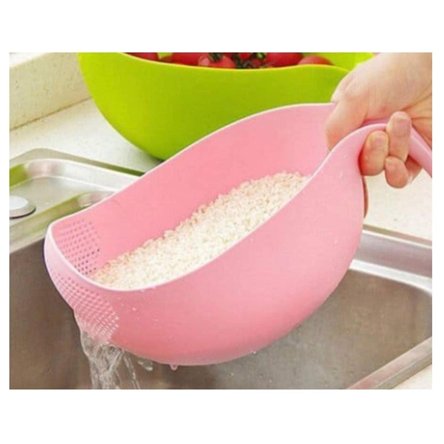Clazkit Multi-Purpose Strainer or Washer Bowl for Rice Fruits & Vegetable Rice Bowl Color May Vary, Plastic - 10.2 x 17.5 x 24.3 Centimeters - Image 7