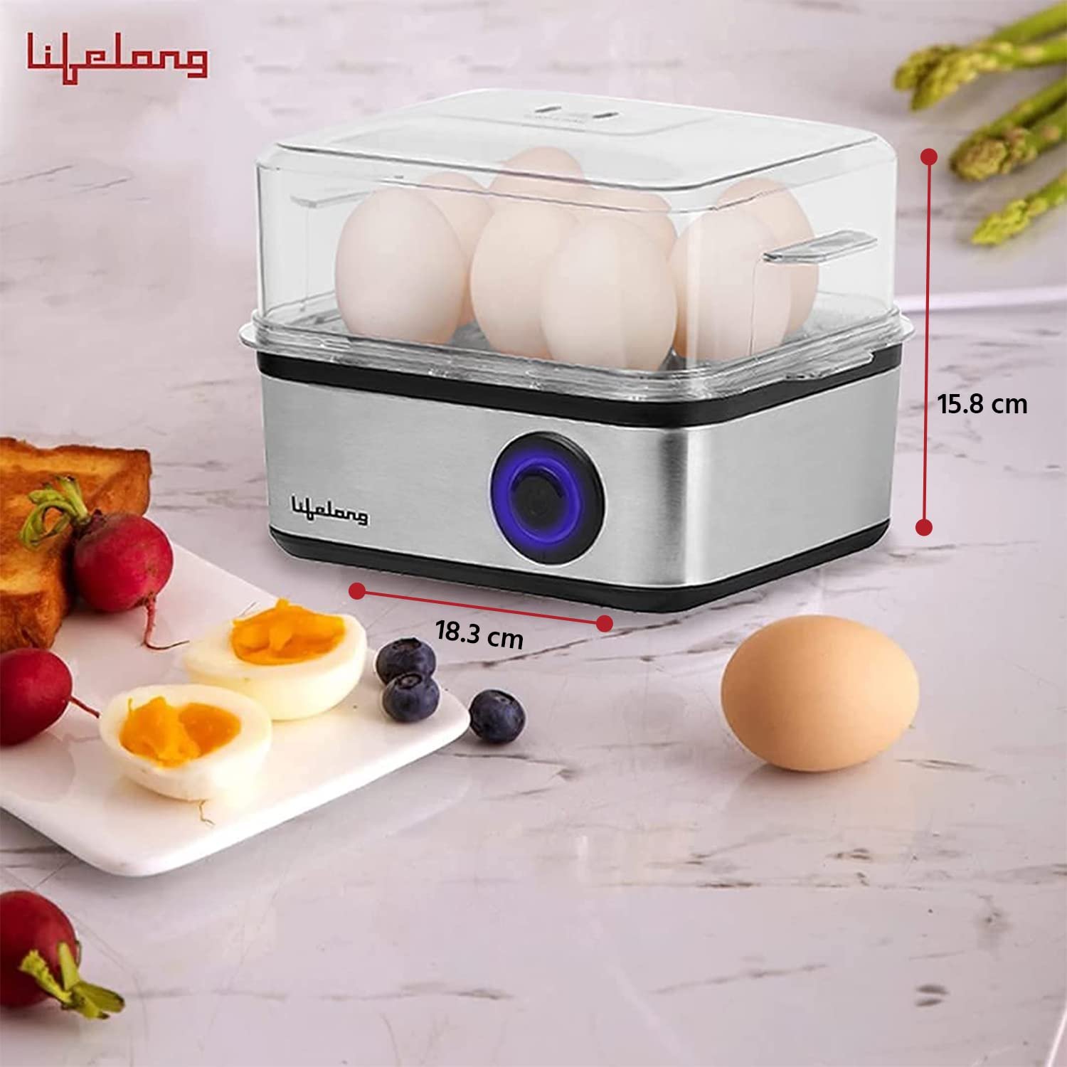 Lifelong 2-in1 Egg Boiler and Poacher 500-Watt (Black), Boil 8 eggs, Poach 4 eggs, Easy to clean| 3 Boiling Modes, Stainless Steel Body and Heating Plate, Automatic Turn-Off - Image 7