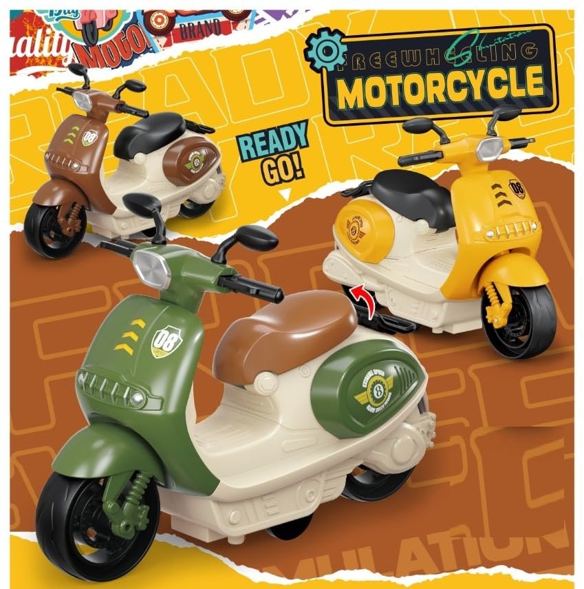 Jack Royal Scooter Toys for Kids Toddlers Baby Boys Girls Adults Seat Model Toys Steering Wheel Car Toy Track, Mini Motorcycle Toy Pull Back (Multi Color) Pack of 1 - Image 4