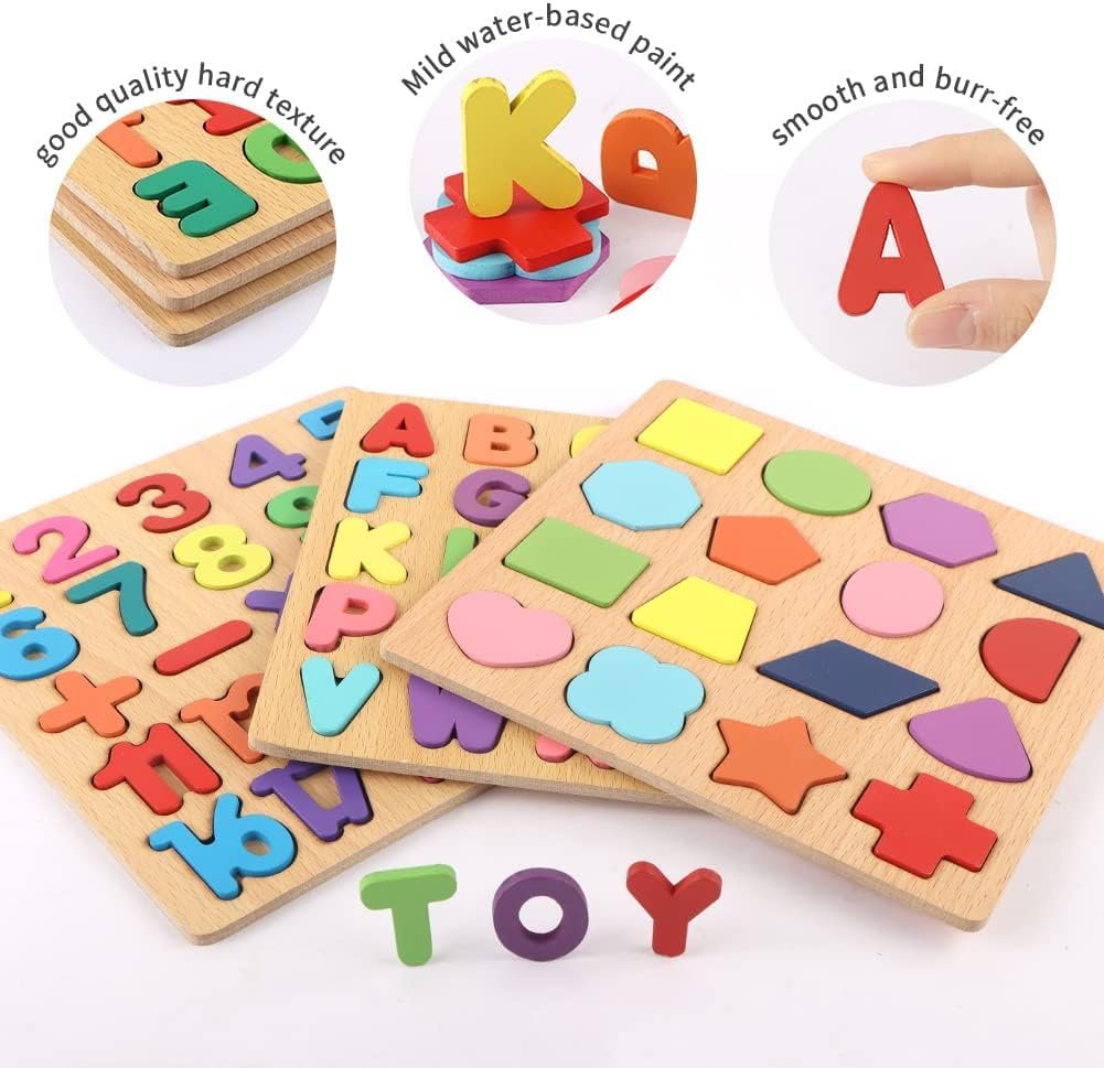 Niwlix Wooden Learning Educational Board for Kids, Puzzle Toys for 2+ Years Old Boys & Girls Educational Toys for Toddlers & Preschoolers, ABCD for Kids(Alphabets, Numbers & Shapes) - Image 2