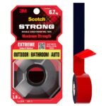 Scotch Extreme Double Sided Tape by 3M, 1M Holds 6.7Kg, Works On Uneven Surfaces, Weather Resistant, Works On Indoor, Outdoor, Auto Interior Surfaces, (L: 1.5m, W: 19mm), Black