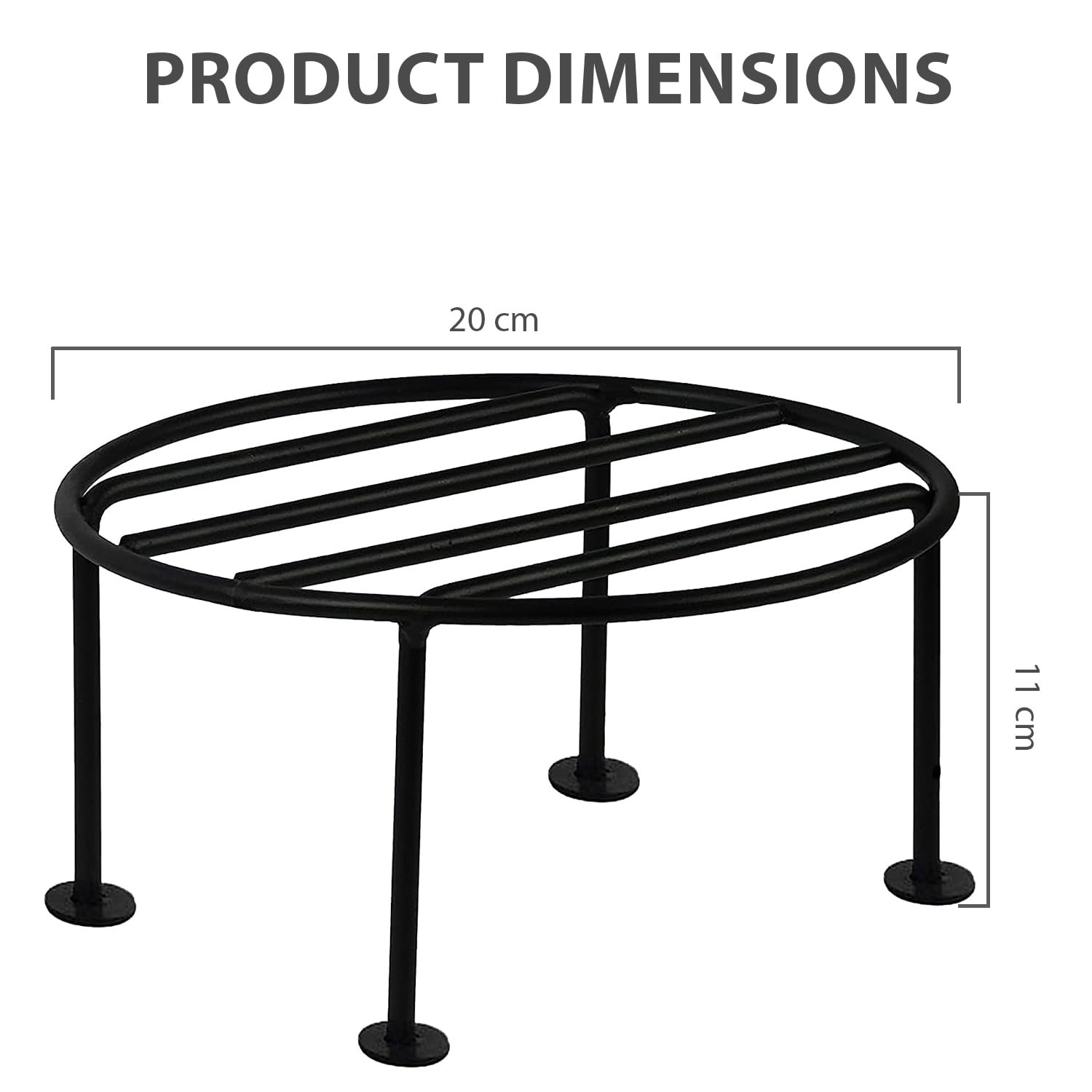 ORILEY 4 Pcs Round Plant Stand Galvanised Metal Flower Pot Holder Rust Resistant Gamla Support Corner Rack Outdoor Display Shelf for Home Garden Balcony Decoration (Black) - Image 2