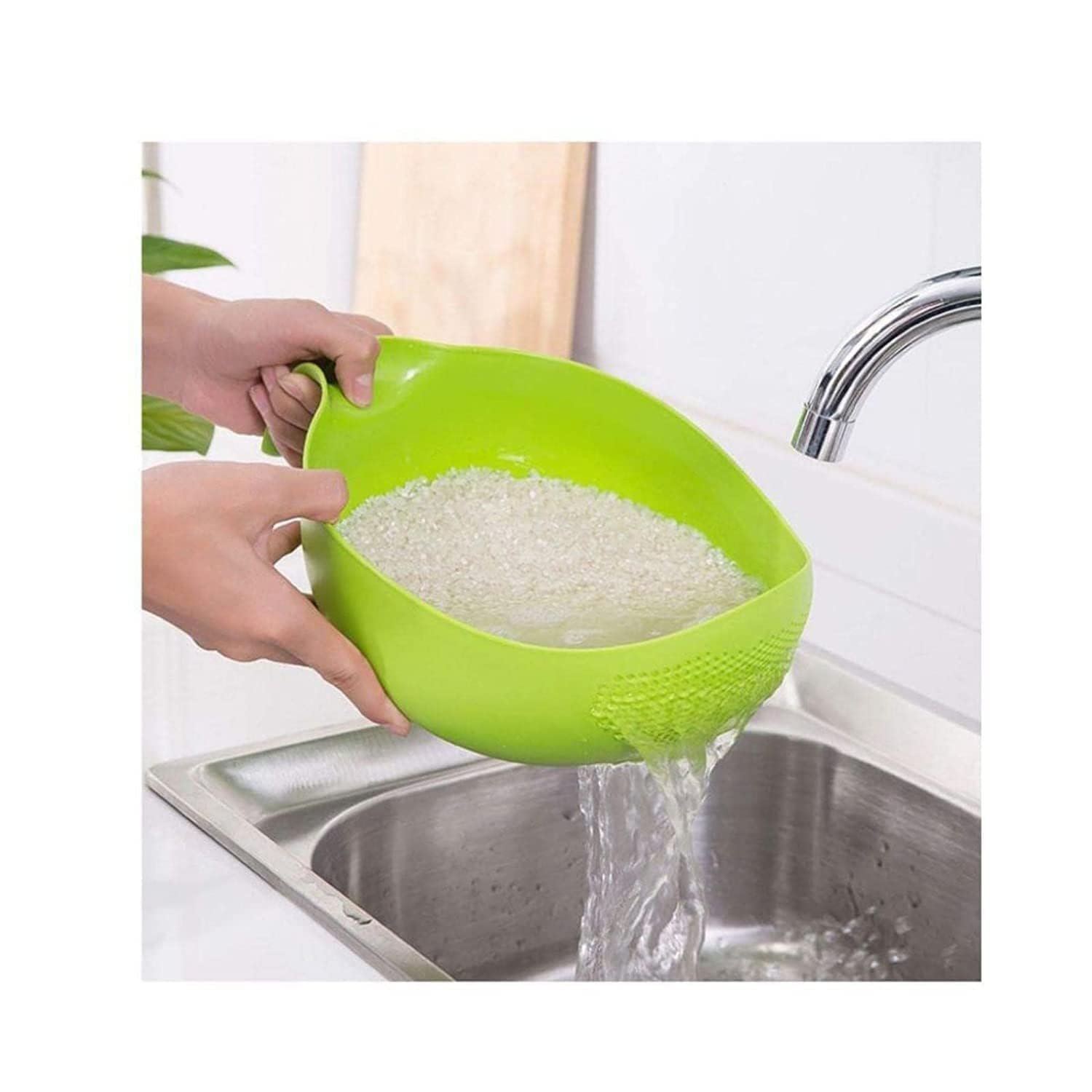 Clazkit Multi-Purpose Strainer or Washer Bowl for Rice Fruits & Vegetable Rice Bowl Color May Vary, Plastic - 10.2 x 17.5 x 24.3 Centimeters - Image 9