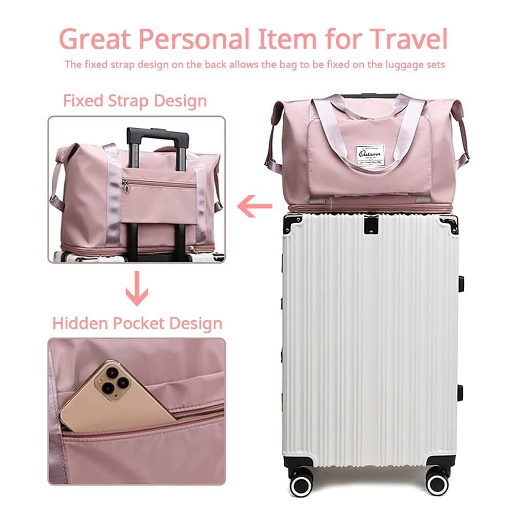 Porslin Expandable Travel Bag for Women – Foldable 41L Duffel Bag, Waterproof Carry-on Luggage Bag, Travel Handbag, Gym Bag, Weekend Bag for Ladies, Travel Bags for Women Latest Trend - Image 2