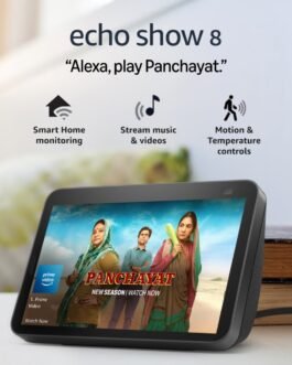 Amazon Echo Show 8 (2nd Gen) – Smart speaker with 8″ HD screen, stereo sound & hands-free entertainment with Alexa (Black)