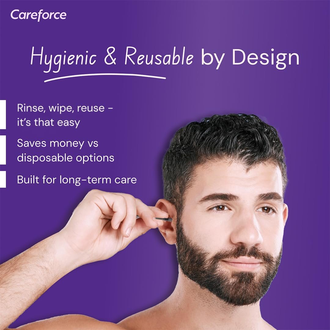 Careforce - The Force Behind Your Health Ear Cleaning Kit Steel & Reusable With Storage Pack Tool Kit With Ear Curette Cleaner And Spring Ear Buds Cleaner 6 Pcs Set Black - Image 5