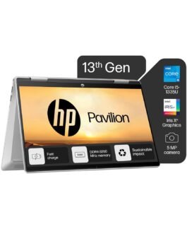 HP Pavilion x360, 13th Gen Intel Core i5-1335U (16GB DDR4, 512GB SSD) Touchscreen, 14″/35.6cm, FHD, Win 11, Office 21, Silver, 1.51kg, ek1074tu/1148tu, Iris Xe, FPR, 5MP Camera, Backlit KB Laptop HP Pavilion x360, 13th Gen Intel Core i5-1335U (16GB DDR4, 512GB SSD) Touchscreen, 14″/35.6cm, FHD, Win 11, Office 21, Silver, 1.51kg, ek1074tu/1148tu, Iris Xe, FPR, 5MP Camera, Backlit KB Laptop