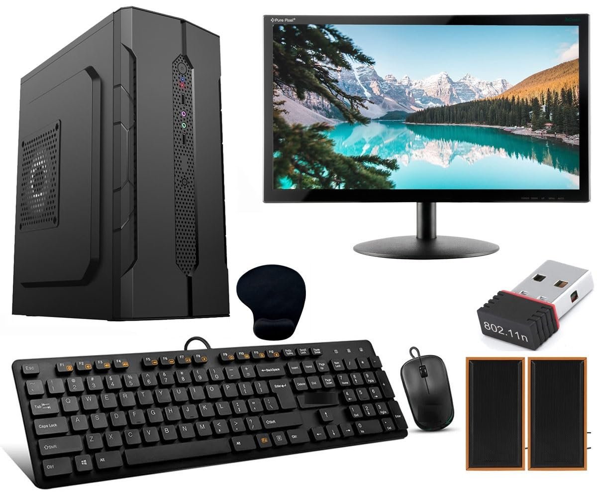 Desktop Computer Set with i5-3470, 16GB RAM, 512GB SSD, 19-inch Monitor, Keyboard, Mouse, WiFi Dongle, Speakers, Windows 10, Black - Image 2
