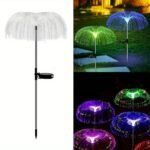 hardoll Solar Decorative Jellyfish Light 7 Color Changing Waterproof Outdoor Garden Pathway Lawn Driveway(Metal Stake,Pack of 1), LED, White