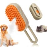 PANCA Pet Hair Brush for Dogs & Cats | Foldable Steamer Grooming Comb | Self Cleaning Lint Remover | Color Dog Hair Brush for Sofa, Clothes, Car | Grooming Kit for Persian Cat, Puppy (Orange)