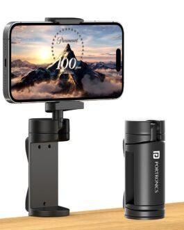 Portronics Mobot Clip Mobile Holder with 360° Adjustable Angles, Light Weight, Pocket Friendly, Mobile Stand for Table/Video Recording/Vlogging, Compatible with 4 to 6.4 inch Smartphones (Black)