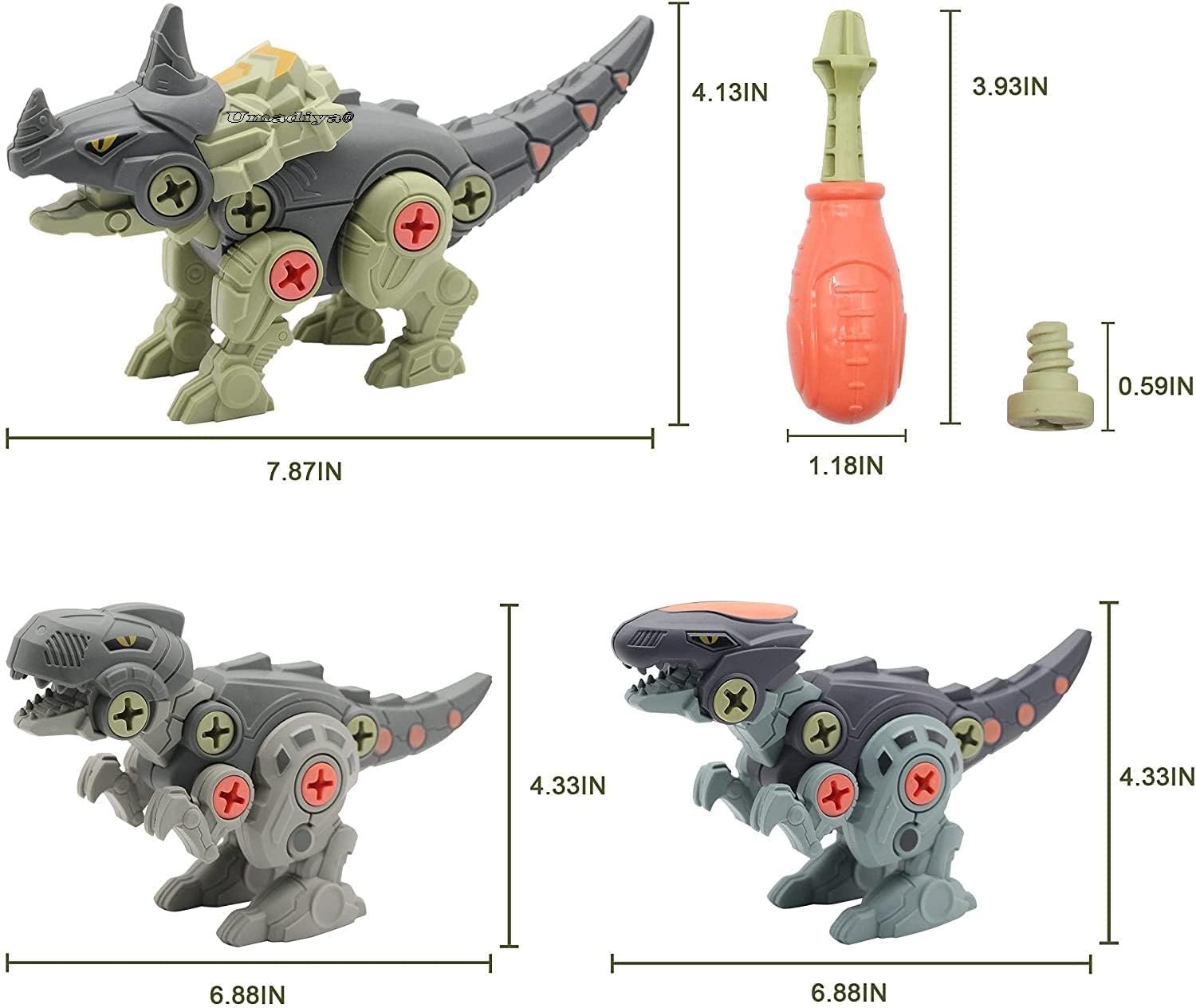 Umadiya® Branded Take Apart Dinosaur Toys, Pack of 4 Dinosaurs with Screwdrivers, Dino Kids Building Learning Toys, STEM Toy for Boys and Girls, 3 4 5 6 7 8 Year Old Boys and Girls (Dino-4) - Image 4