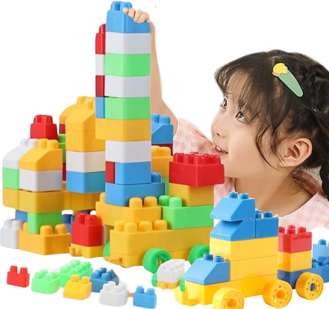 Humming Bird Kid's 80 Pcs Big Mega Sized Blocks Toys Building and Construction Block Set for Children Boys and Girls (Multicolor) - Image 2