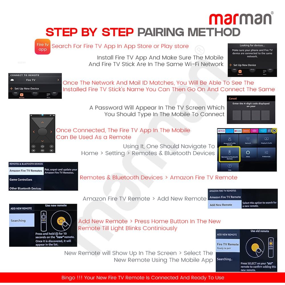 marman® TV Remote Compatible with Amazon Fire Stick 3rd Generation Original Model L5b83G S3L46N Suitable for 4K System with Voice Command and Bluetooth Connection - Device Requires Pairing - Image 4