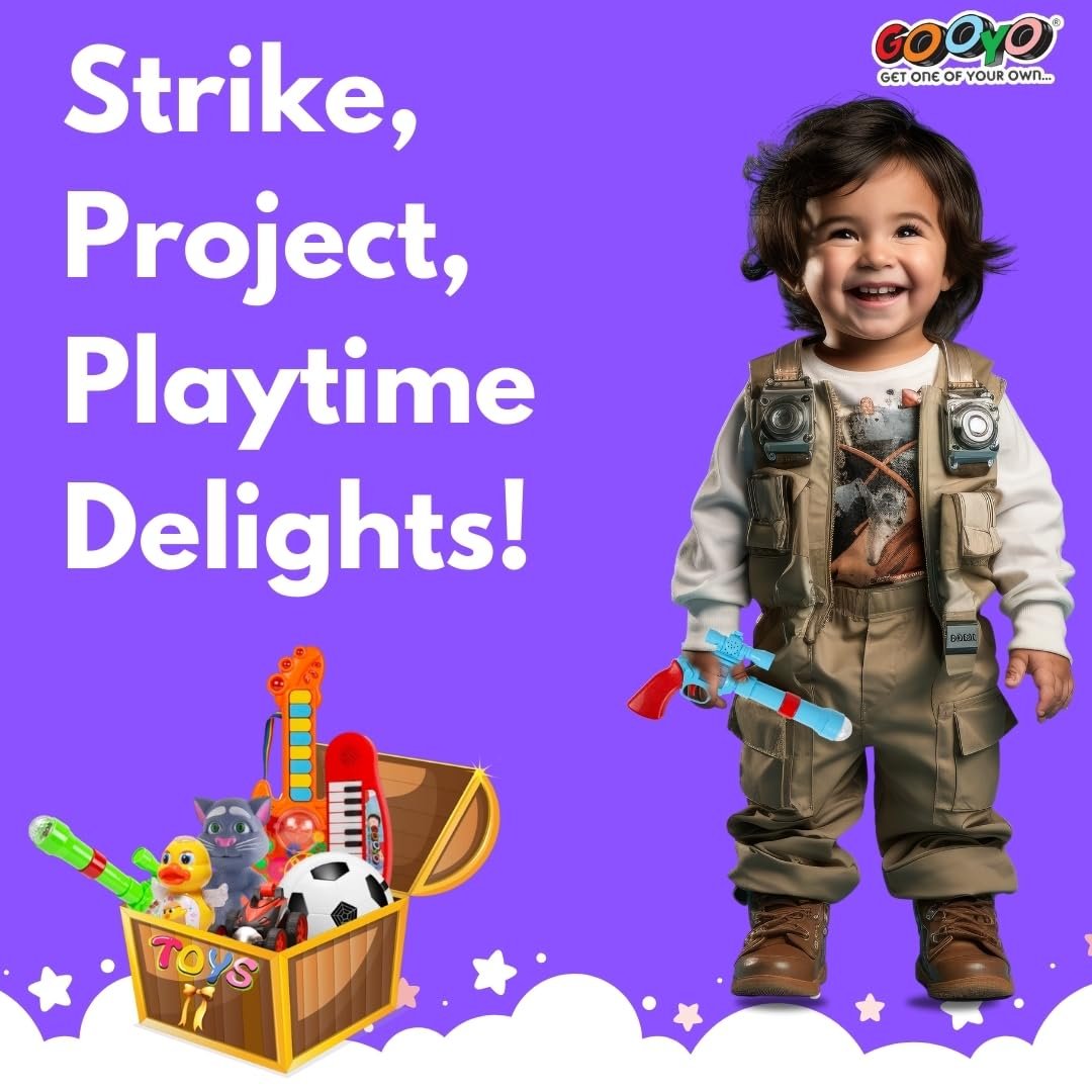 Gooyo GY938 Battery Operated 3D Projection Strike Toy Gun with Vibrant Light & Sound Effects for Kids/Gifts/Toddlers | Blue Color, Power Source: 3xAA Battery (Not Included) - Image 6