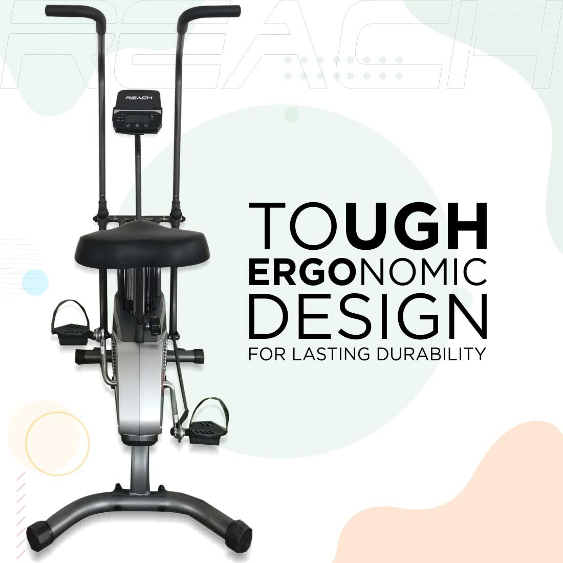 Reach Iconic Air Bike Exercise Cycle for Home Gym | Fan-Based Air Resistance for Cardio & Fitness Workout | Indoor Gym Equipment with LCD Screen and Cushioned Seat - Image 4