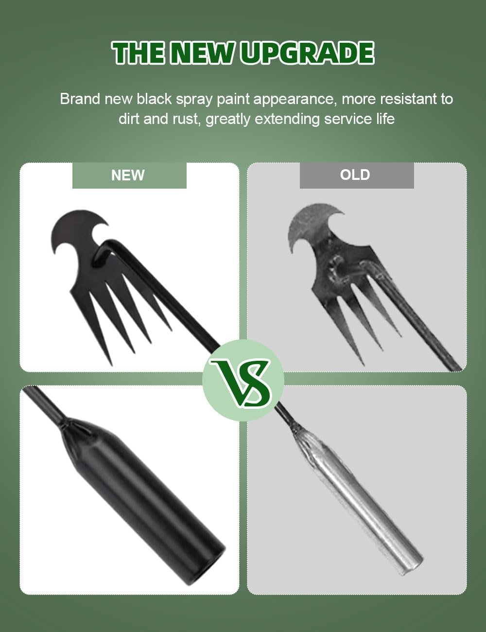 REDBUILD® Garden Weeding Tool with Wooden Handle || Weeder Hand Tool 4 Claws || High Carbon Steel || Manual Weed Puller for Lawn and Garden || Gardening Tools || Weed Removal Tool (Carbon Steel) - Image 2