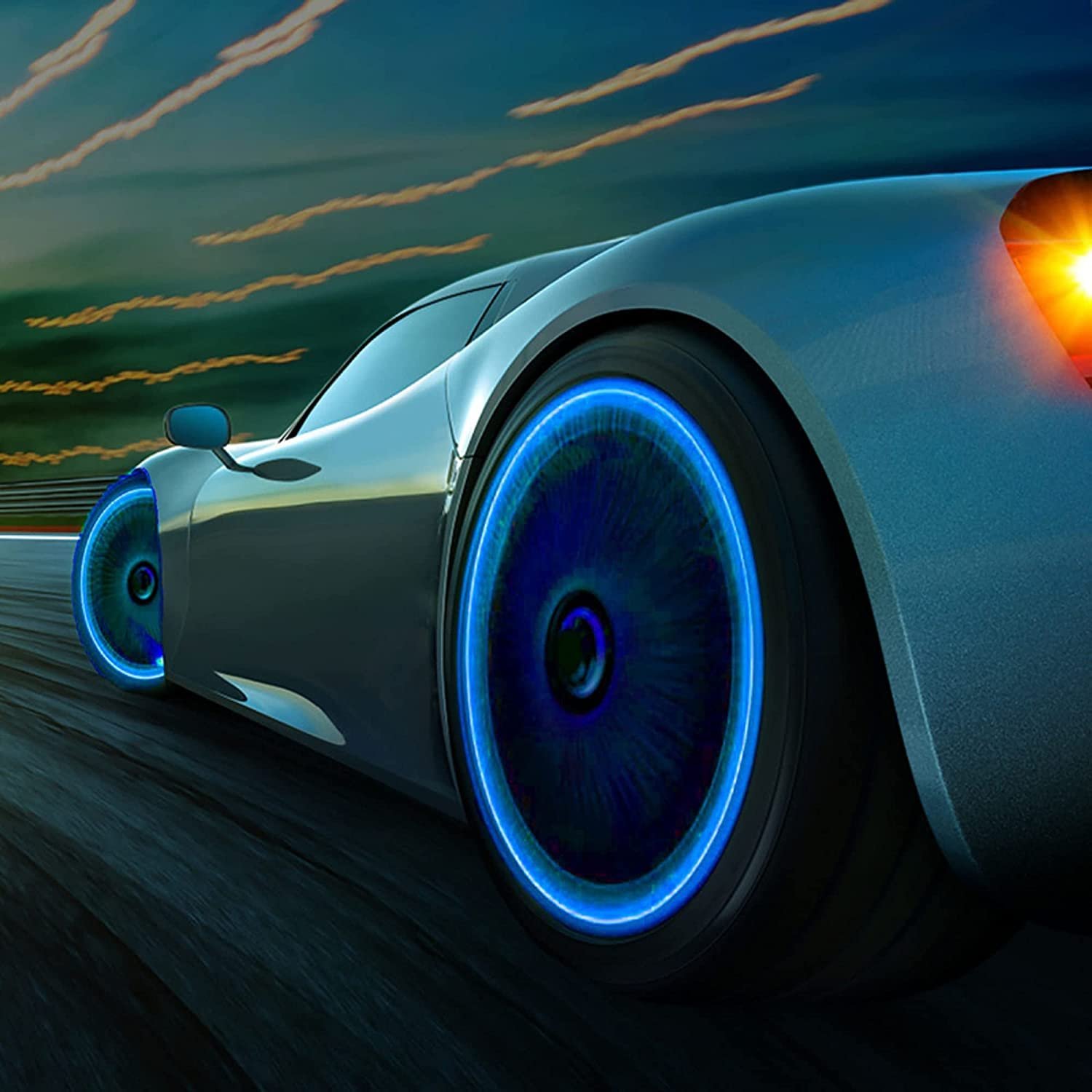 Kripara Sales Car Bike Wheel Tire Rim Air Valve Cap Radium AirTyre Cover Glow Radium Light Neon (4, Blue) - Image 8