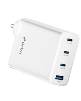 URBN 100W GaN Fast Charger | Quad Port (3 Type-C + 1 Type-A) | QC & PD Compatible | Samsung Super Fast Charging 2.0 | 12-Layer Protection | Compact Travel Adapter for Laptop, iPhone, Samsung, MacBook URBN 100W GaN Fast Charger | Quad Port (3 Type-C + 1 Type-A) | QC & PD Compatible | Samsung Super Fast Charging 2.0 | 12-Layer Protection | Compact Travel Adapter for Laptop, iPhone, Samsung, MacBook
