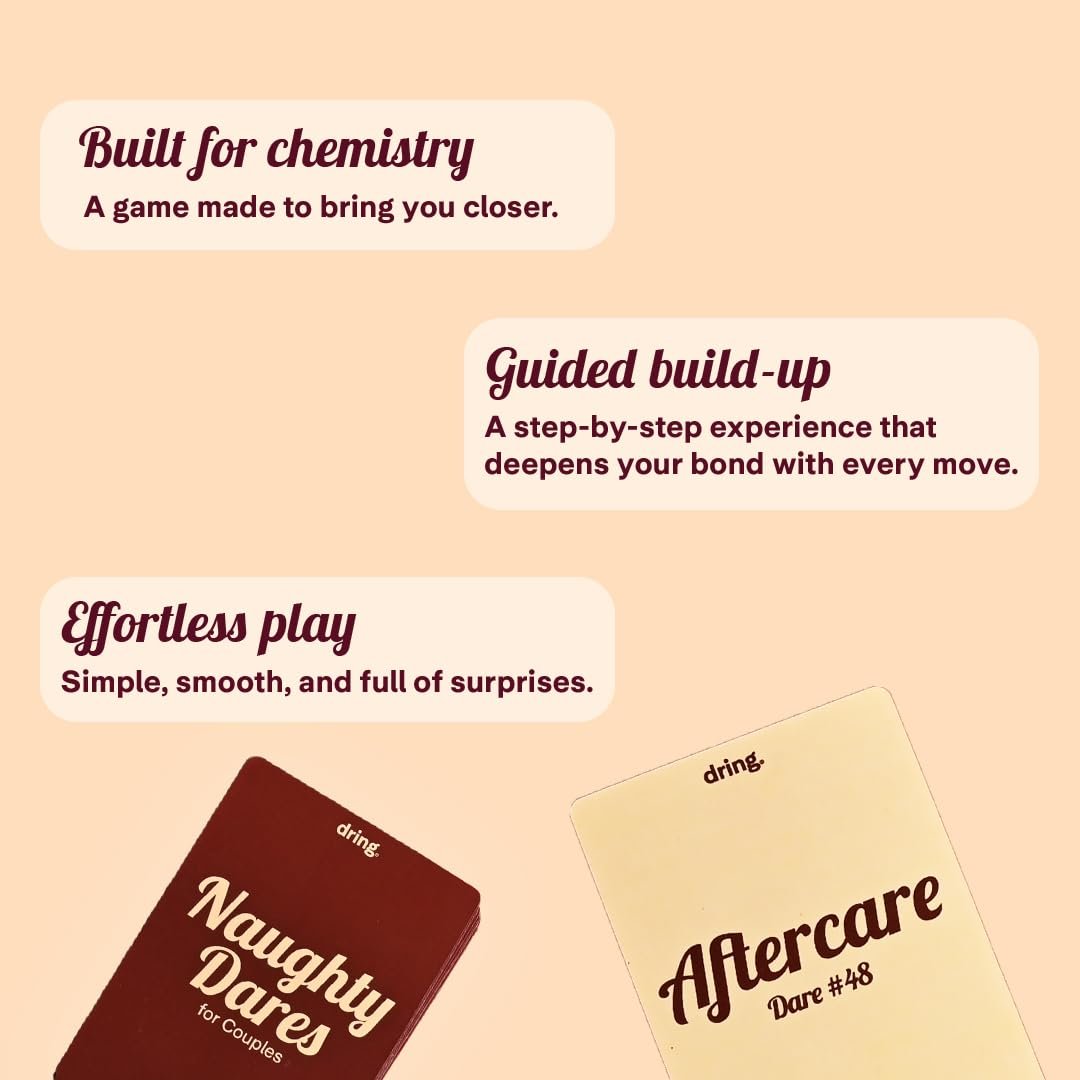 Dring Naughty Dares for Couples | 48 Cards, Adult, Exciting Categories | Dare Based Action Couple Card Game | Date Night, Anniversary Gift, Romantic Gift - Image 3