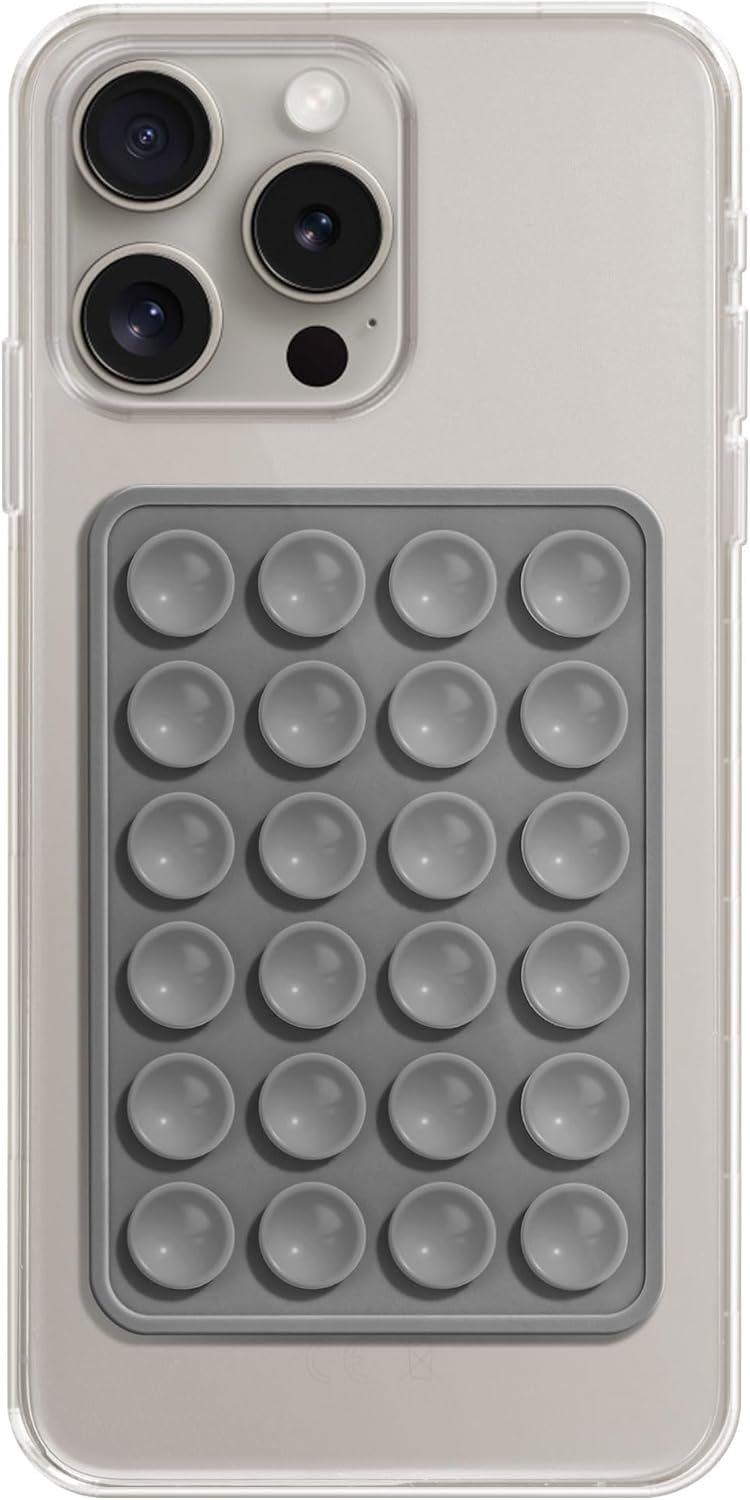 EDNITA Suction Phone Case, Phone Suction Sticker, Silicone Suction Phone Case for Hands-Free Mobile Accessory Holder Grip, Video Phone Accessory Compatible Mirror, Shower-(Dark Grey) - Image 2