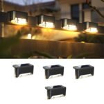 SUPERSTUD Solar Light Outdoor Garden Waterproof, 4Pcs Solar Step Lights, Wall Garden, Pathway, Backyard, Patio, and Balcony Decoration, Powered Deck Stair Outdoor Light for Railing (4)