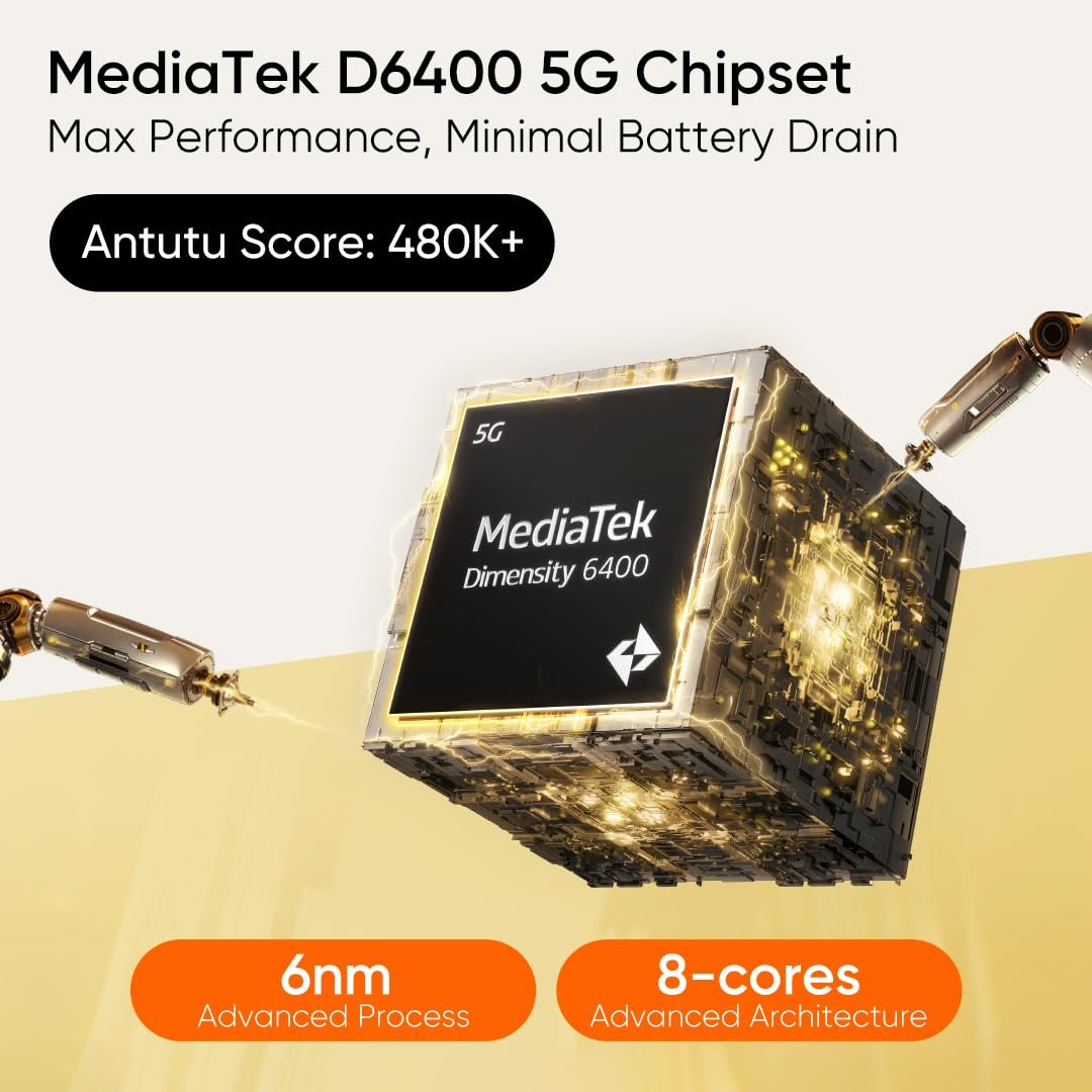 realme NARZO 80x 5G (Sunlit Gold,8GB+128GB) | | Dimensity 6400 5G Chipset | 6000mAh Long-Lasting Battery | 45W Fast Charge | 120Hz Eye Comfort Display | IP69 Top-Tier Waterproof - Image 5