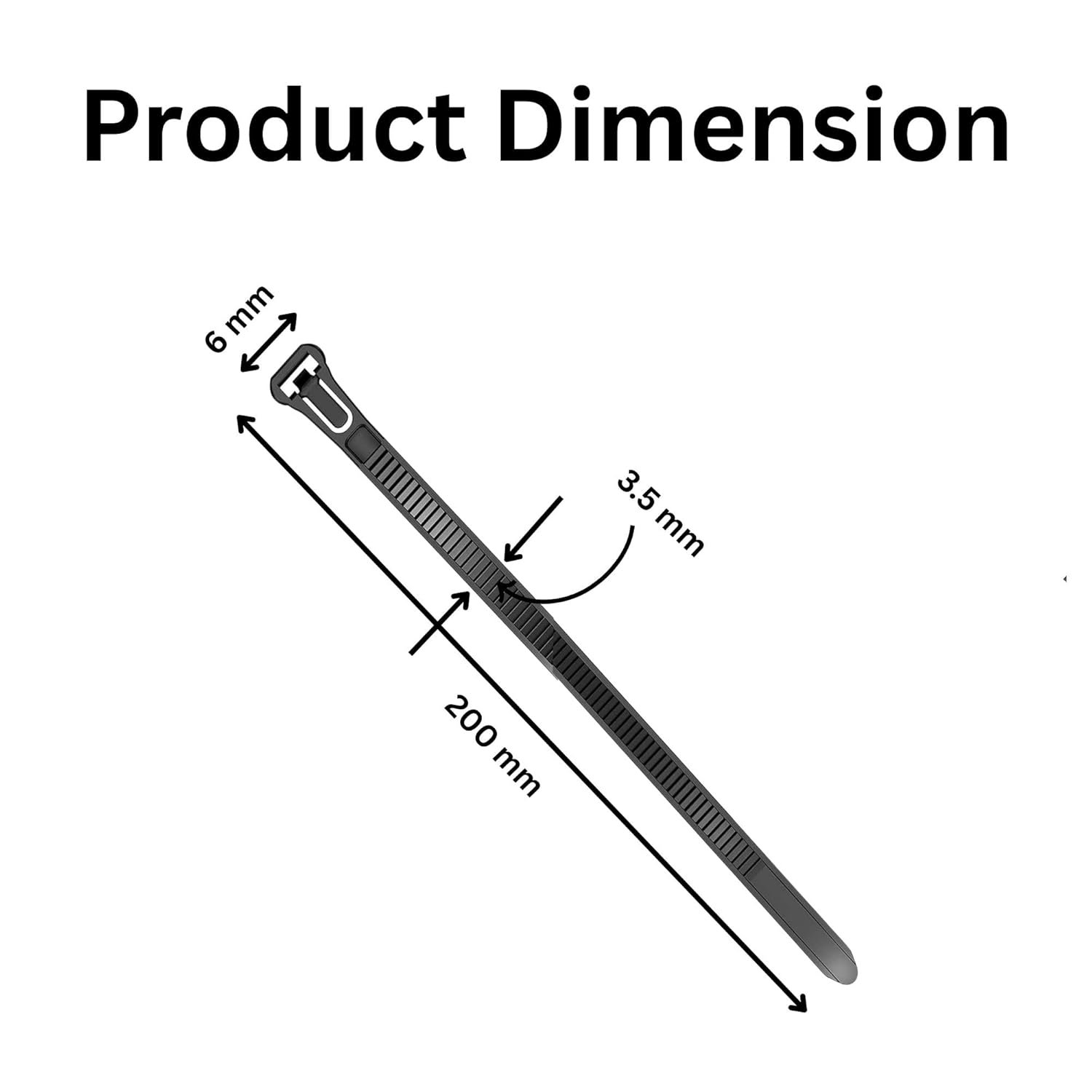 Hian 8 Inch Releasable Zip Ties, Reusable Nylon Cable Ties, For Wire Organizers, Home Improvement, Office, Outdoor, DIY Projects, Gardening, Strong, Adjustable, Multi-Use Cable Fasteners (Pack of 100) - Image 2