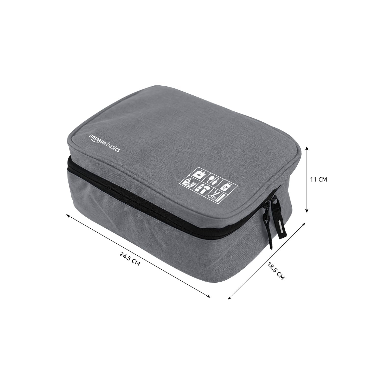 amazon basics Travel Organiser for Electronic Accessories, Flexible Padded Dividers, Waterproof, Foam Padding, for Cables, Chargers, Hard Disk, Power Bank (Grey) - Image 8