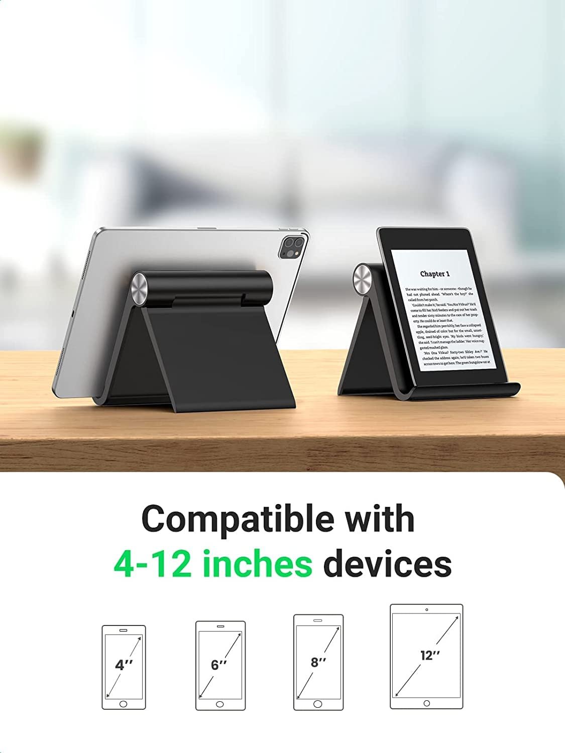 STRIFF Multi Angle Tablet Tabletop Stand. Holder for iPhone, Android, Samsung, OnePlus, Xiaomi. Portable, Foldable Stand. Perfect for Bed,Office, Home, Gift and Desktop (Black) - Image 3