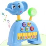 Storio Musical Light & Sound Elephant Piano with 5 Modes of Animal Sound (Colour May Vary)| Soothing Melodies| Interactive Modes| Spinning Wheel| Ideal Gifting Option