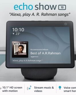 Amazon Echo Show 10 – Premium smart speaker with 10.1″ HD screen, 13 MP camera, Bluetooth and Alexa (Black)