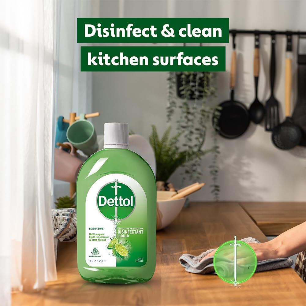 Dettol Liquid Disinfectant for Floor Cleaner, Surface Disinfection , Personal Hygiene (Lime Fresh , 1L) - Image 5