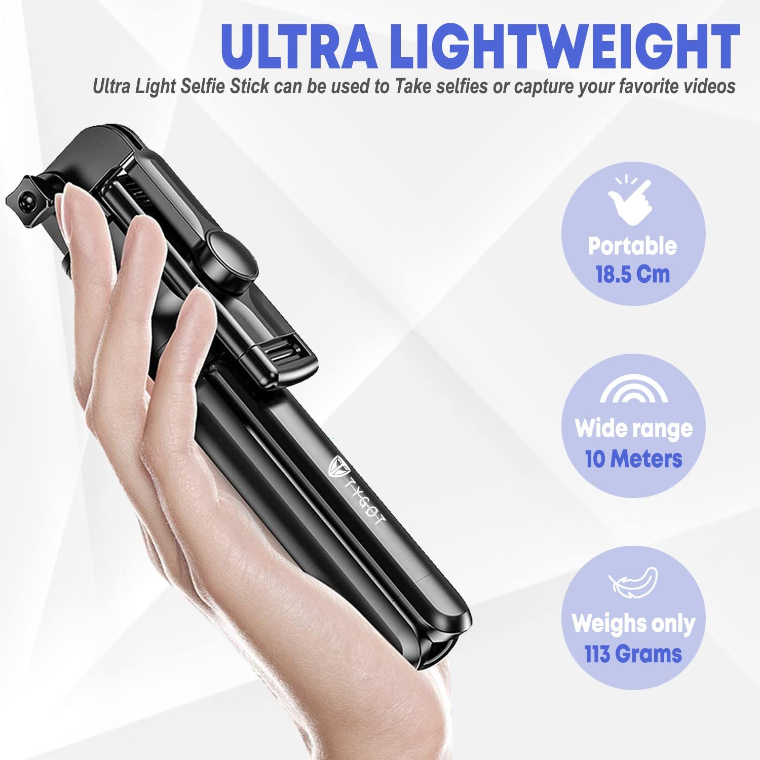 Tygot Bluetooth Extendable Selfie Sticks with Wireless Remote and Tripod Stand, 3-in-1 Multifunctional Selfie Stick with Tripod Stand Compatible with iPhone/OnePlus/Samsung/Oppo/Vivo and All Phones - Image 5