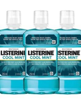 Listerine Cool Mint Mouthwash Liquid, Removes 99.9% Germs, 250ml Combo Pack of 3 (Buy 2 Get 1 Free) Listerine Cool Mint Mouthwash Liquid, Removes 99.9% Germs, 250ml Combo Pack of 3 (Buy 2 Get 1 Free)