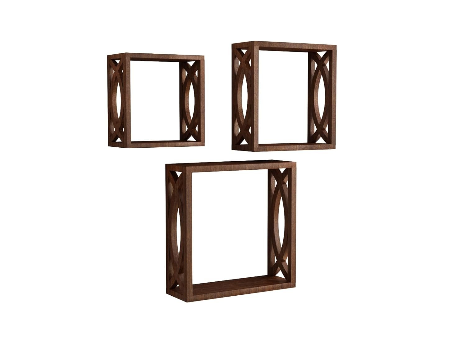 Home Sparkle MDF Wooden Wall Shelves (Brown) - Image 3