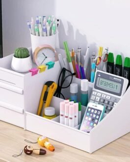 Shuttle Art Office Desk Organizer with Drawer, All in One Office Supplies and Cool Desk Accessories Pen Holder, Enhance Your Decor, Desktop 8-Compartment Laddered Desk Organizer(White) Shuttle Art Office Desk Organizer with Drawer, All in One Office Supplies and Cool Desk Accessories Pen Holder, Enhance Your Decor, Desktop 8-Compartment Laddered Desk Organizer(White)