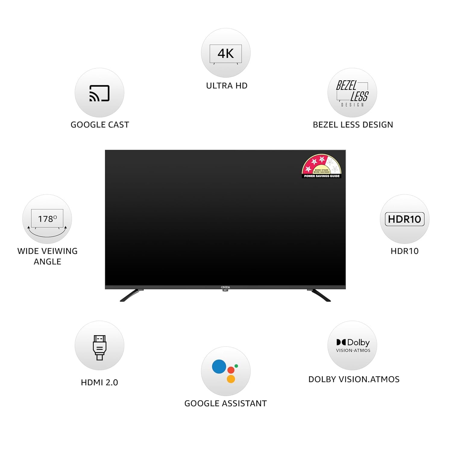 ONIDA 139 cm (55 inches) Nexg Series 4K QLED Smart Google TV QZ55UI - Image 3