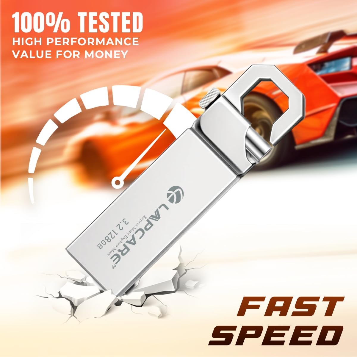 Lapcare Flais 128GB Metal USB 3.2 Flash Drive | Pen Drive | Up to 400Mbps Speed | Reliable Data Storage with 5-Year Warranty| Universal Compatibility - MAC/Win/Linux | OTG Support - Image 3