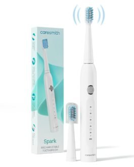 Caresmith SPARK New Rechargeable Electric Toothbrush For Adults | 2 Brush Heads | 5 Operational Modes (White, 1) Caresmith SPARK New Rechargeable Electric Toothbrush For Adults | 2 Brush Heads | 5 Operational Modes (White, 1)