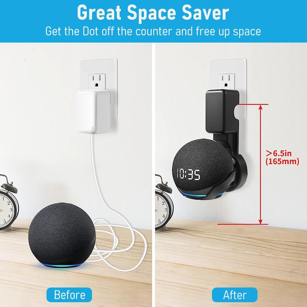 ZORBES® Wall Mount for Alexa Echo Dot 5th Generation, Space-Saving Solution with Cable Management Wall Holder for Alexa Echo Dot 5th Generation, Alexa Echo Dot Accessories (Black, Holder Only) - Image 3