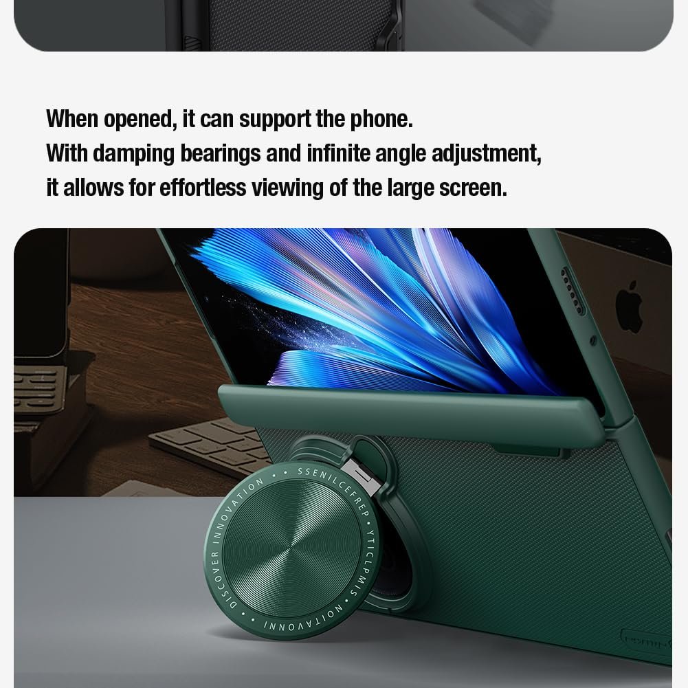 Nillkin Case for Vivo X Fold 3 Pro (8.03" Inch) Super Frosted Shield Prop Flip Style Lens Camera Protect Mobile Holder TPU + PC Wireless Charging Black Color - Image 11