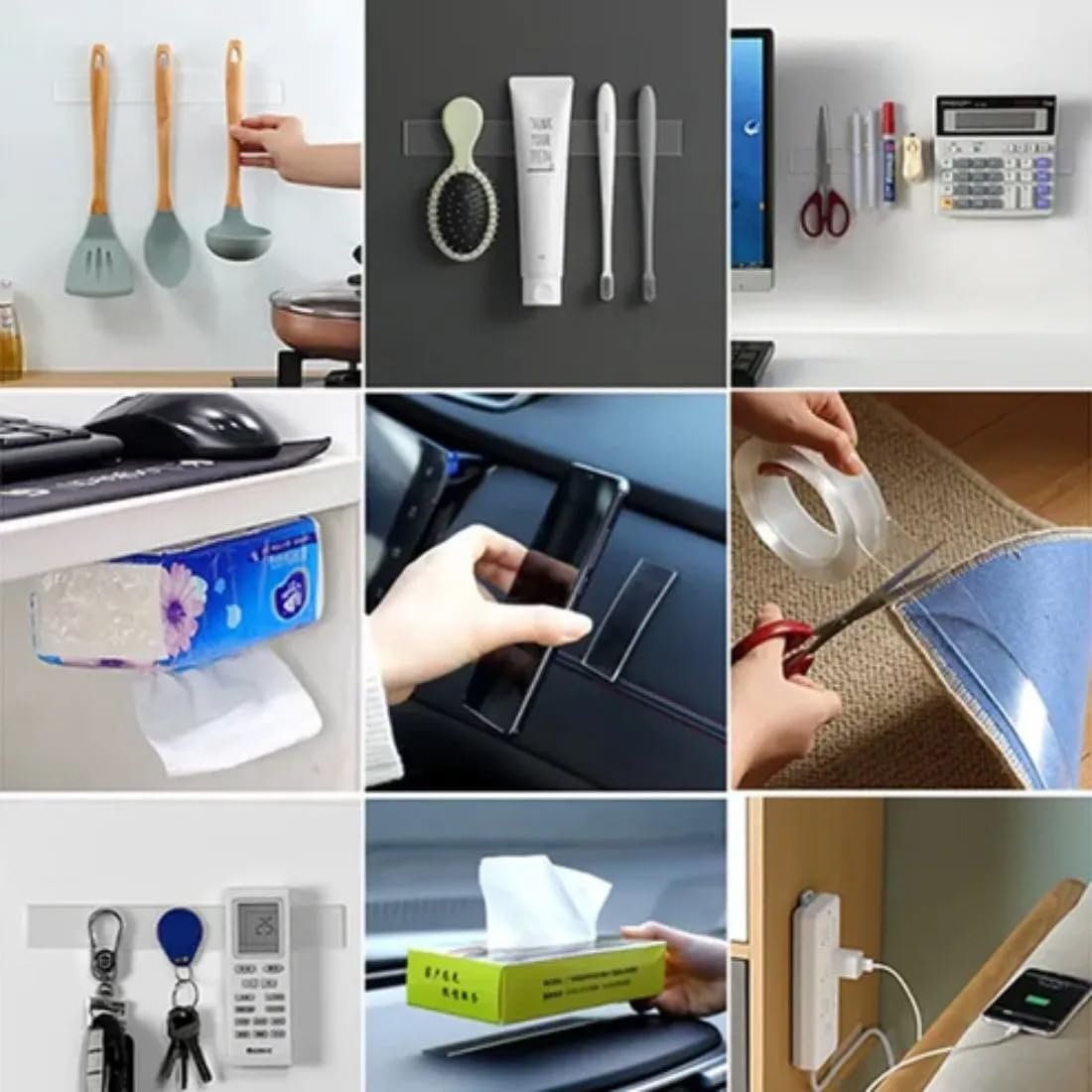 HIRU Nano Double Sided Tape, Multipurpose Super Sticky Gel Grip Mounting Tape, Washable, Reusable, No Residue, for Home & Office (Pack of 1) - Image 4