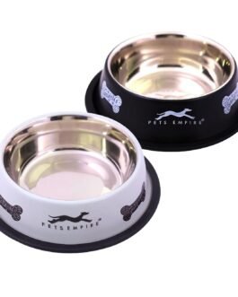 Pets Empire Dog Bowl| Anti-Skid Stainless Steel Bowls for Puppy and Cat | Food & Water Bowl | Cat Bowl | Gifts for Dogs Birthday | Black & Grey Color Combo, Medium Size – 700ml Pets Empire Dog Bowl| Anti-Skid Stainless Steel Bowls for Puppy and Cat | Food & Water Bowl | Cat Bowl | Gifts for Dogs Birthday | Black & Grey Color Combo, Medium Size – 700ml
