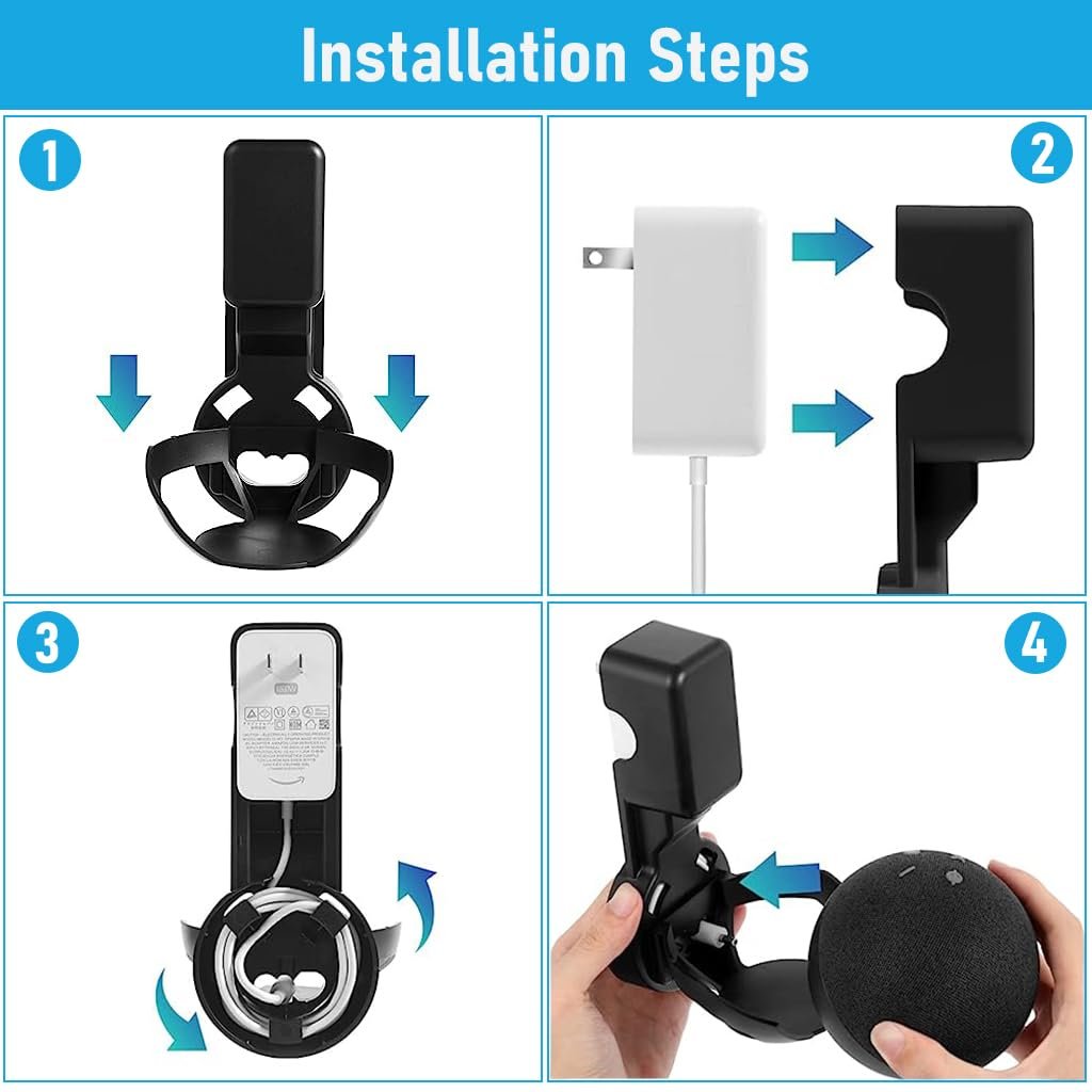 ZORBES® Wall Mount for Alexa Echo Dot 5th Generation, Space-Saving Solution with Cable Management Wall Holder for Alexa Echo Dot 5th Generation, Alexa Echo Dot Accessories (Black, Holder Only) - Image 6