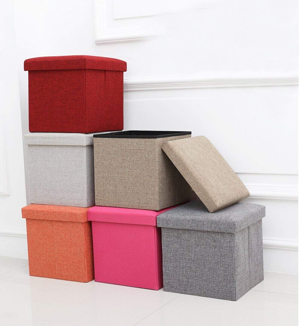 ALMAND Fabric Living Foldable Storage Bins Box Ottoman Bench Container Organizer With Cushion Seat Lid,Cube,Multi Colour(30X30X30 Cm) (1 Pcs), Multi-coloured - Image 2