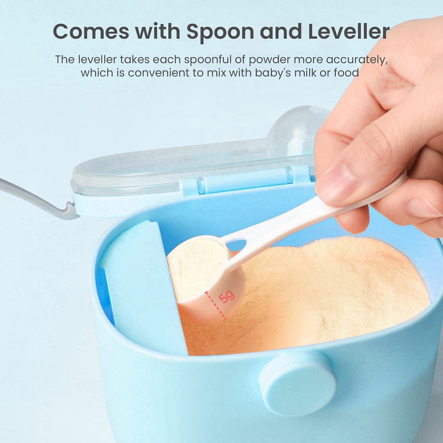 R for Rabbit Silicone First Feed Meal Box for Baby, Kids Multi-Functional Milk Powder Container Box 210G (Blue) - Image 6