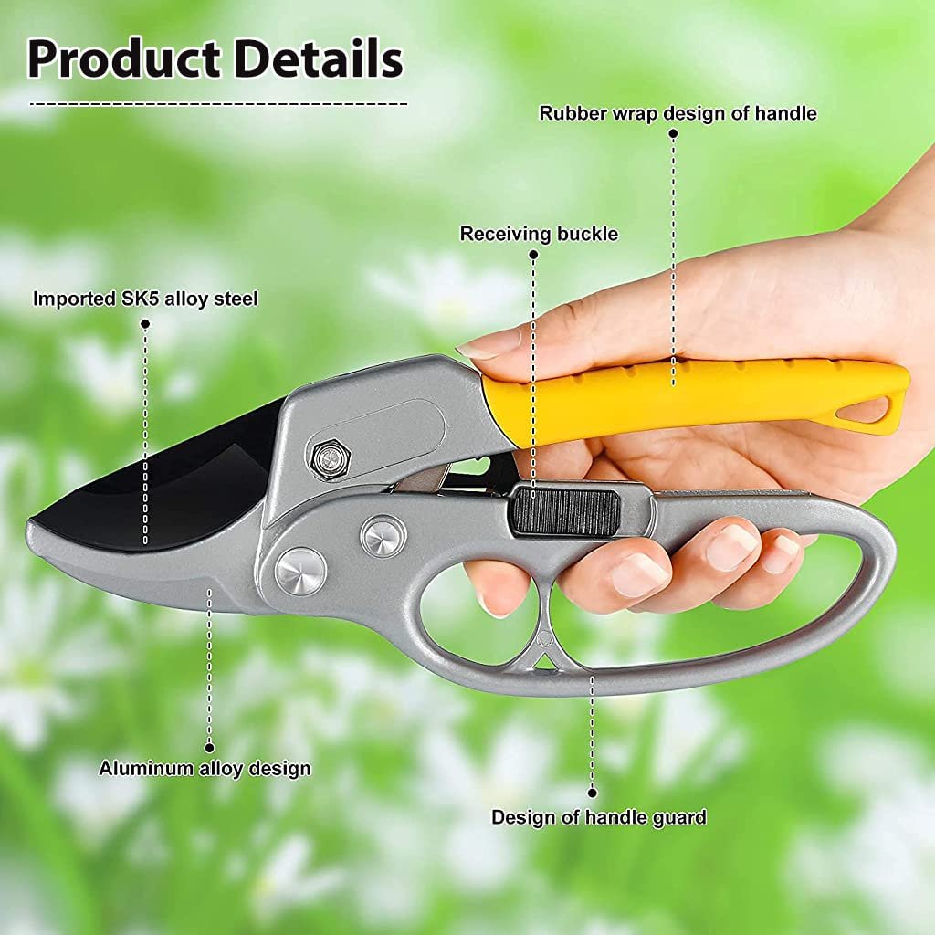HASTHIP® Gardening Scissor Stainless Steel Garden Snip with Safety Lock Garden Shears Sharp Cutter Pruners Scissor for Lawn, Garden & Potted Plants (A) - Image 8